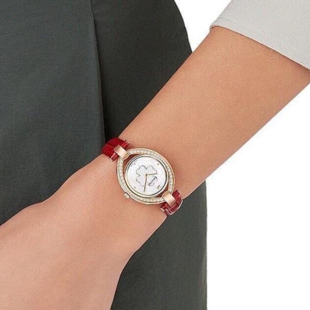 New Swarovski Stella Women's Watch Leather Strap LS Red 29 mm 5421822 - Picture 8 of 17